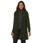 Women's Dana Buchman Pleated Open-work Cardigan Sweater, Size: Xs, Med Green