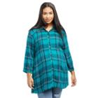 Plus Size Maternity Oh Baby By Motherhood&trade; Plaid Tunic, Women's, Size: 1xl, Turquoise/blue (turq/aqua)