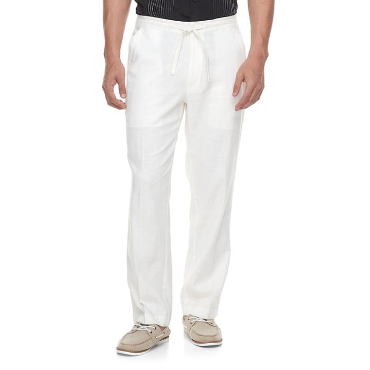 Men's Havanera Classic-fit Linen-blend 30-inch Inseam Drawstring Pants, Size: Large, White