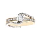 Two Tone 14k Gold 1 Carat T.w. Igl Certified Diamond Interlock Engagement Ring Set, Women's, Size: 7, White