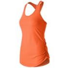 Women's New Balance The Perfect Shirred Racerback Workout Tank, Size: Large, Drk Orange