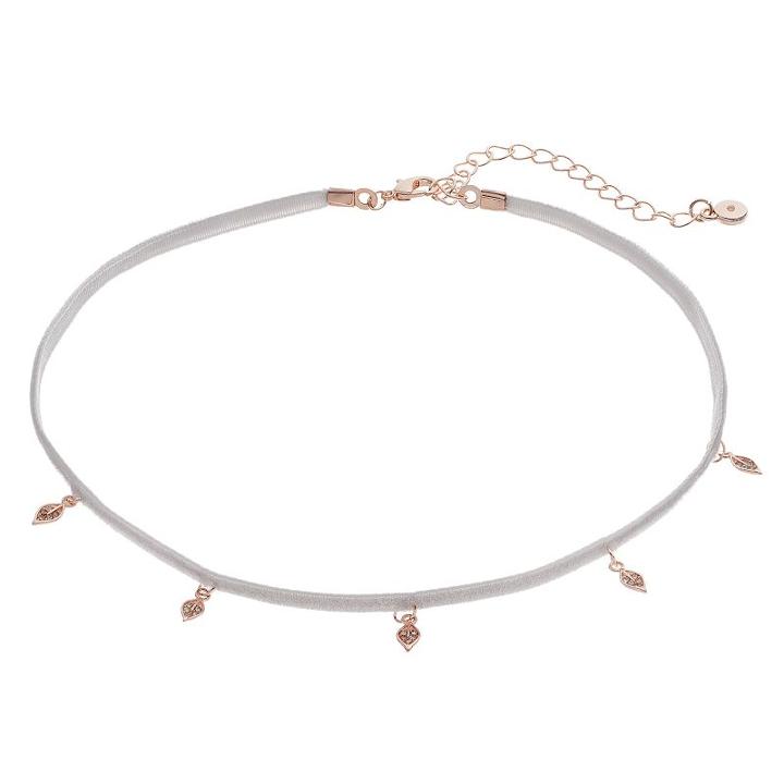 Lc Lauren Conrad Leaf Charm Station Choker Necklace, Women's, Grey