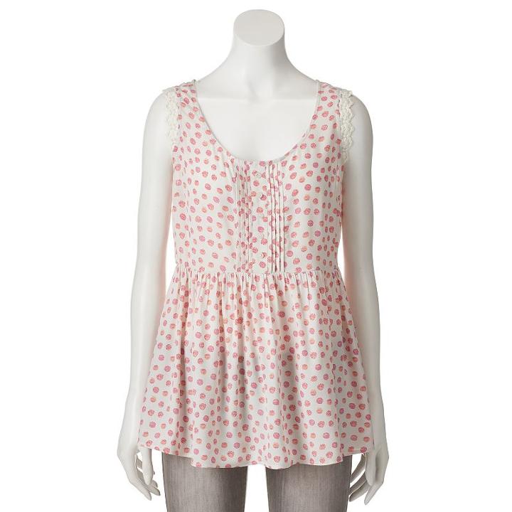 Women's Lc Lauren Conrad Lace-trim Babydoll Tank, Size: Medium, Grey