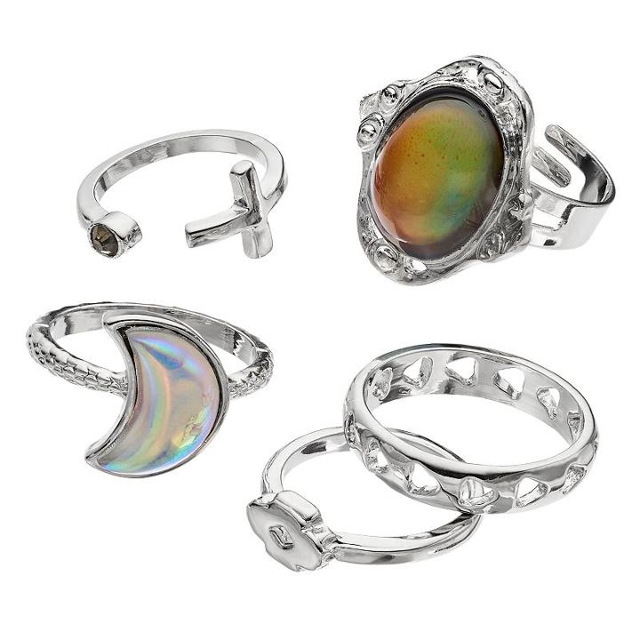Mudd&reg; Crescent, Oval & Bar Ring Set, Women's, Size: 7, Multicolor