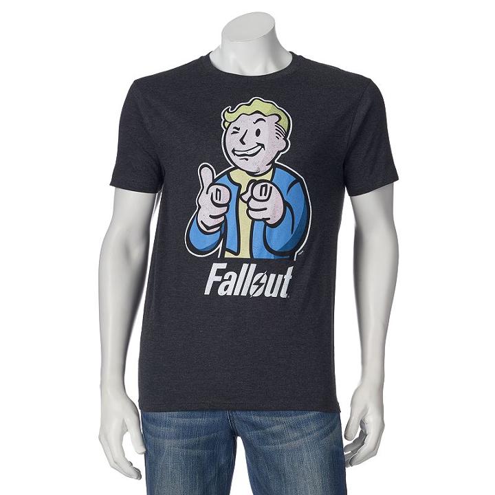 Men's Fallout Vault Boy Tee, Size: Large, Grey (charcoal)