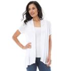 Women's Ab Studio Flyaway Short Sleeve Cardigan, Size: Small, White