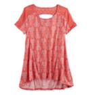 Girls 7-16 & Plus Size Mudd&reg; Lace-pieced Keyhole Swing Tee, Size: 12 1/2, Lt Orange