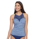 Women's Apt. 9&reg; Elysian Flyaway Tankini, Size: Small, Dark Blue