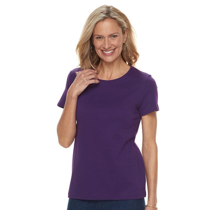 Women's Croft & Barrow&reg; Essential Classic Crewneck Tee, Size: Xl, Drk Purple