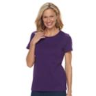 Women's Croft & Barrow&reg; Essential Classic Crewneck Tee, Size: Xl, Drk Purple