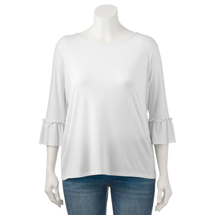 Juniors' Plus Size So&reg; Solid Bell Sleeve Tee, Teens, Size: 1xl, White
