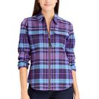 Petite Chaps Plaid Full-zip Shirt, Women's, Size: M Petite, Purple