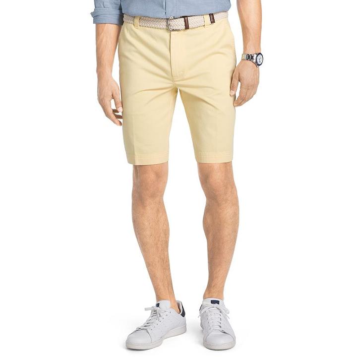 Men's Izod Flat-front Chino Shorts, Size: 32, Drk Yellow