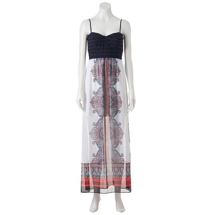 Juniors' Trixxi Lace Chiffon Maxi Dress, Teens, Size: Medium, White Oth