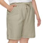Plus Size Gloria Vanderbilt Jamy Sheeting Drawstring Shorts, Women's, Size: 1xl, Lt Green