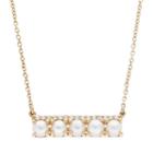 Pearlustre By Imperial 14k Gold Freshwater Cultured Pearl & Diamond Accent Bar Necklace, Women's, Size: 18, White