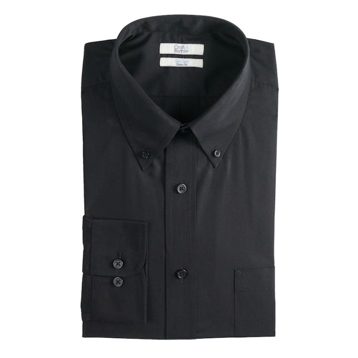 Men's Croft & Barrow&reg; Regular-fit Easy-care Button-down Collar Dress Shirt, Size: 18.5-34/35, Black