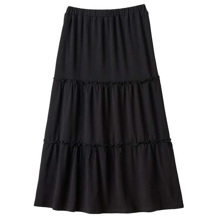 Girls 7-16 Joey B Solid Ruffle Tiered Maxi Skirt, Girl's, Size: Large, Black