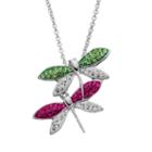 Silver Tone Crystal Dragonfly Pendant Necklace, Women's, Multicolor
