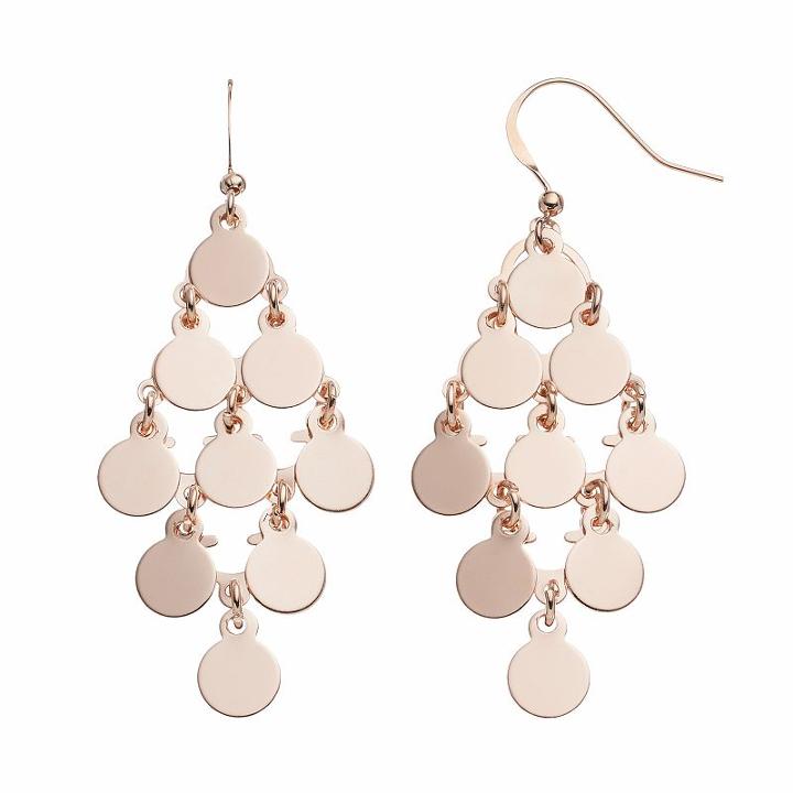Apt. 9&reg; Disc Nickel Free Kite Earrings, Women's, Pink