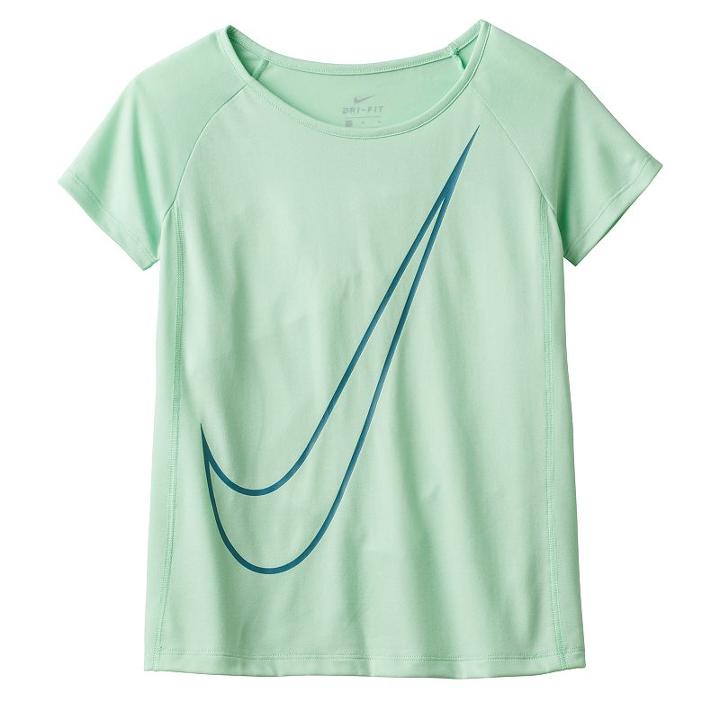 Girls 7-16 Nike Dri-fit Raglan Swoosh Graphic Active Tee, Girl's, Size: Small, Green Oth