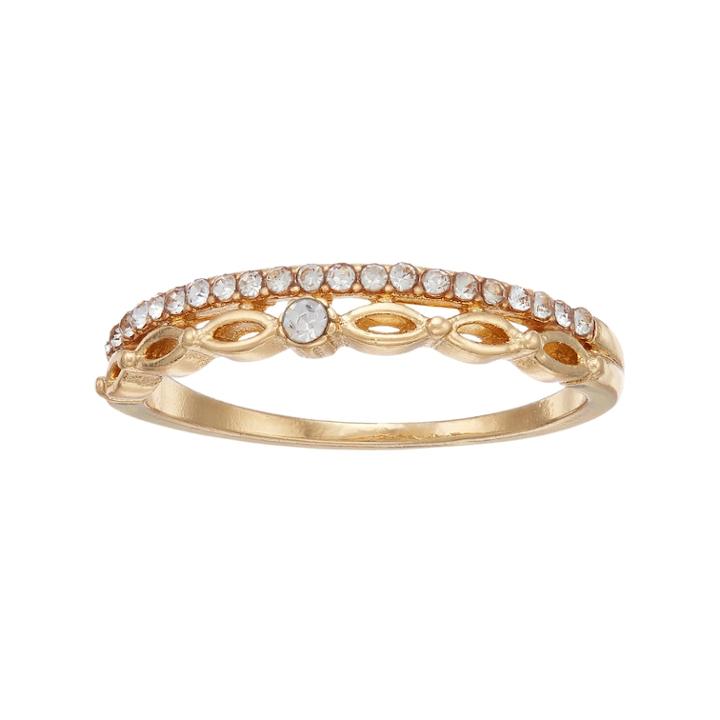 Lc Lauren Conrad Simulated Crystal Double Band Ring, Women's, Size: 7, Gold