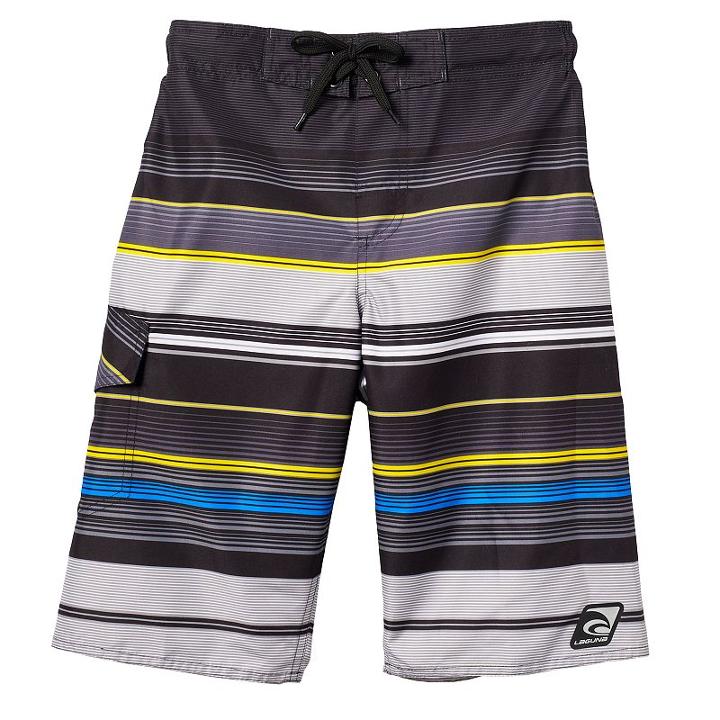 Boys 8-20 Laguna Striped Board Shorts, Boy's, Size: Medium, Black