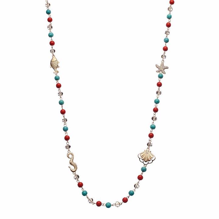 Sea Life Long Beaded Necklace, Women's, Multicolor