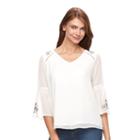 Women's Apt. 9&reg; Embroidered Chiffon Top, Size: Small, White