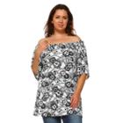 Plus Size White Mark Off-the-shoulder Printed Top, Women's, Size: 3xl, Ovrfl Oth