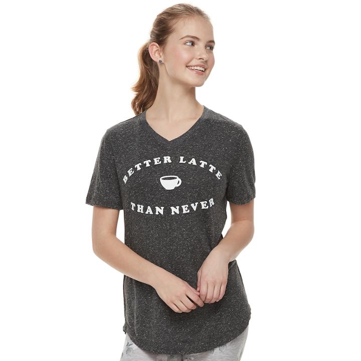 Juniors' Better Latte Than Never Tee, Teens, Size: Xs, Black