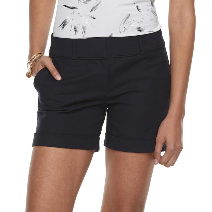 Women's Apt. 9&reg; Torie Cuffed Shorts, Size: 2, Dark Blue