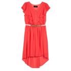 Girls 7-16 Iz Amy Byer Flutter Sleeve High-low Belted Shirtdress, Girl's, Size: 14, Lt Orange