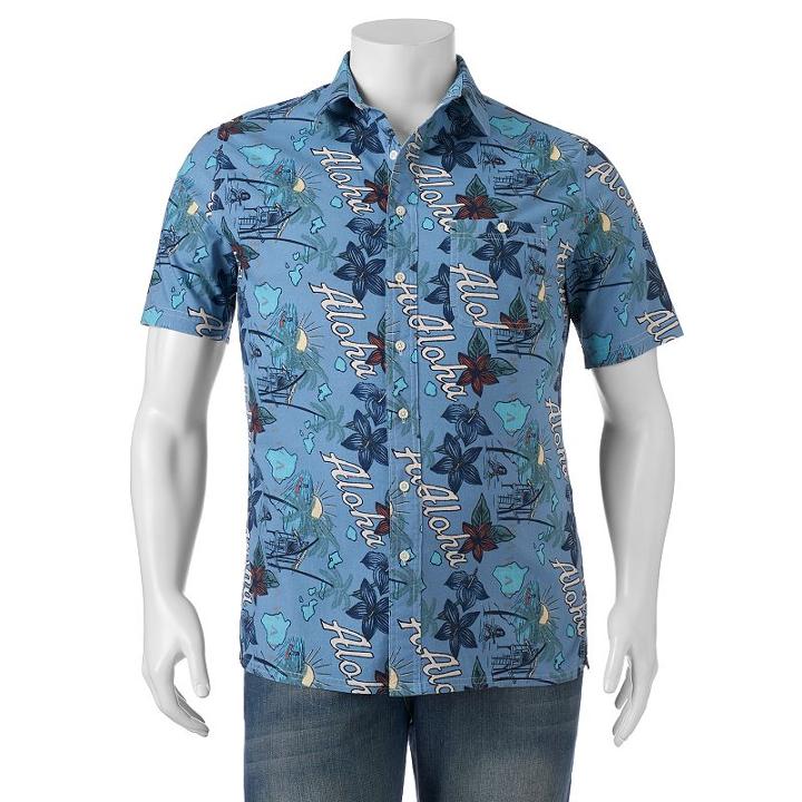 Big & Tall Croft & Barrow® Classic-fit Tropical Button-down Shirt, Men's, Size: Xl Tall, Blue (navy)