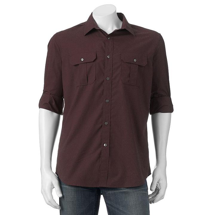 Men's Apt. 9 Modern-fit Roll-tab Button-down Shirt, Size: Large, Red