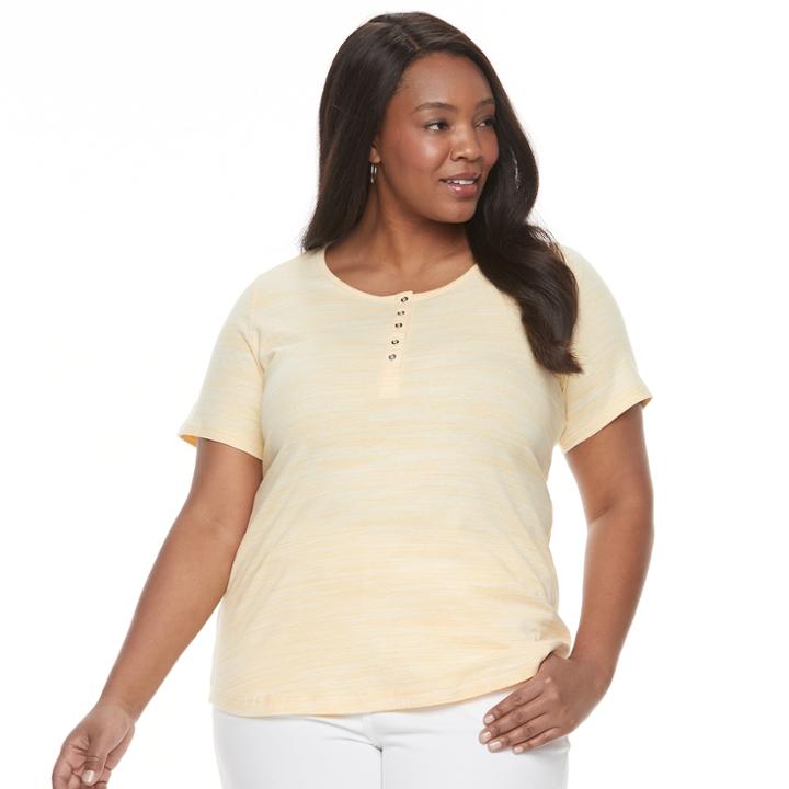 Plus Size Croft & Barrow&reg; Henley Tee, Women's, Size: 1xl, Gold