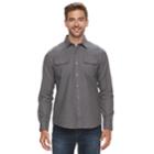 Men's Apt. 9&reg; Brushed Nep 2-pocket Woven Button-down Shirt, Size: Small, Dark Grey
