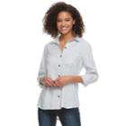 Juniors' So&reg; Plaid Button Down Shirt, Size: Xl, Light Blue