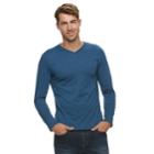 Men's Apt. 9&reg; Premier Flex Solid V-neck Tee, Size: Large, Dark Blue