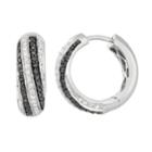 Sterling Silver 1/2 Carat T.w. Black & White Diamond Hoop Earrings, Women's