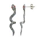 Tori Hill Marcasite Sterling Silver Snake Drop Earrings, Women's, Grey