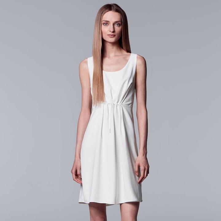 Women's Simply Vera Vera Wang Gathered-waist Shift Dress, Size: Large, White