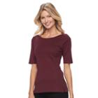 Women's Croft & Barrow&reg; Side-button Top, Size: Xxl, Red
