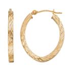 Forever 14k Textured Oval Hoop Earrings, Women's, Gold