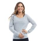 Women's Balance Collection Bailey Open Back Long Sleeve Tee, Size: Medium, Med Grey