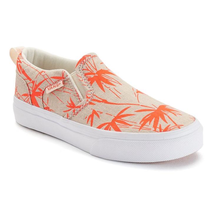 Vans Asher Slip-on Skate Shoes - Girls, Girl's, Size: Medium (4), Natural