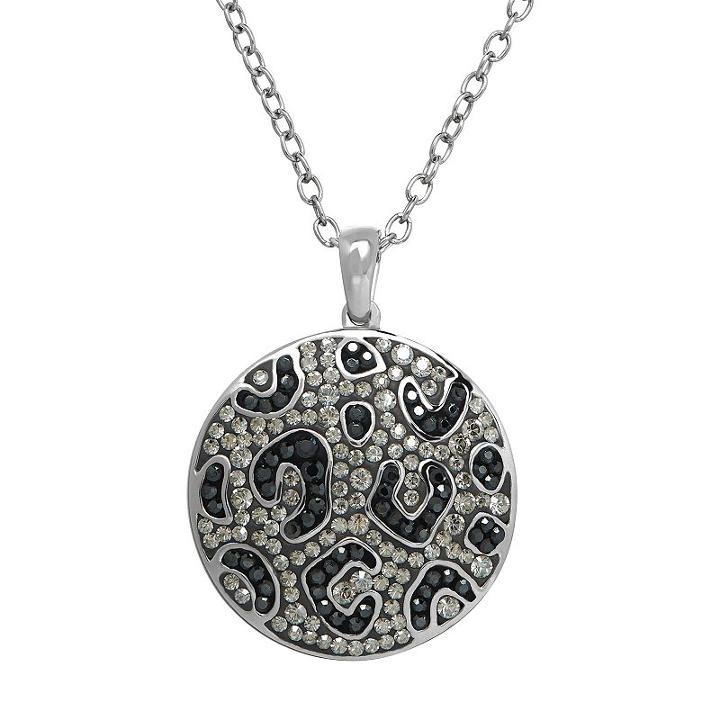 Animal Planet Sterling Silver Crystal Snow Leopard Disc Pendant, Women's, Size: 18, Grey
