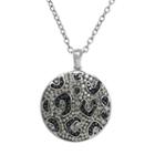 Animal Planet Sterling Silver Crystal Snow Leopard Disc Pendant, Women's, Size: 18, Grey