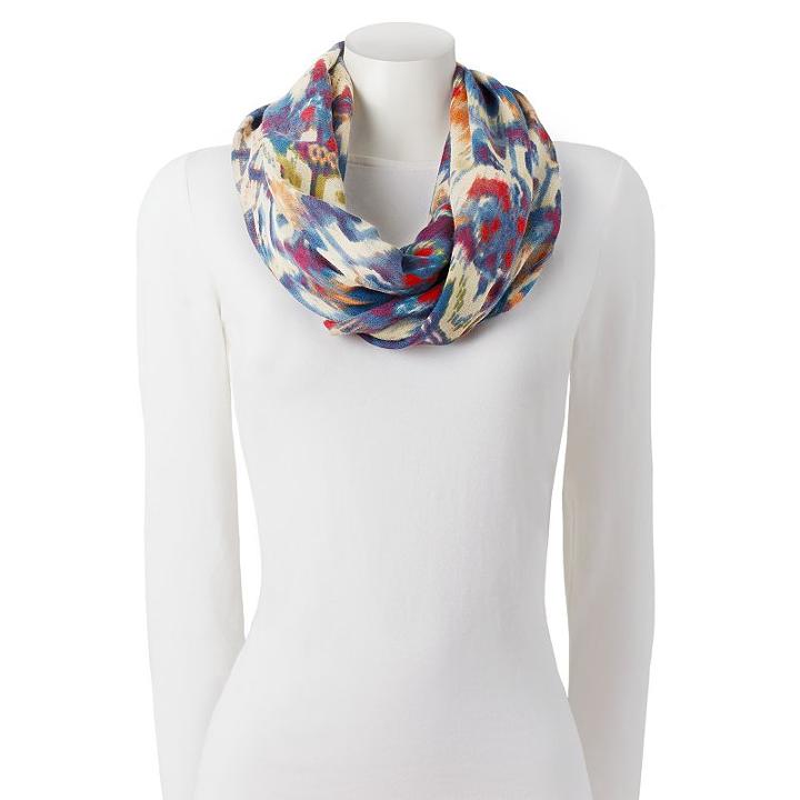 Chaps Ikat Patchwork Infinity Scarf, Women's, Dark Pink
