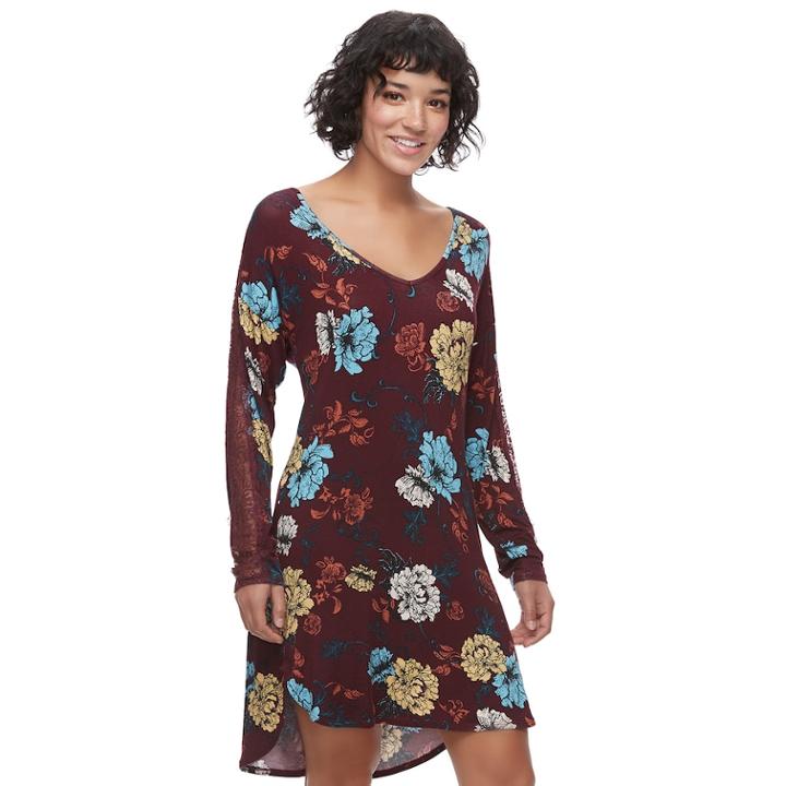 Juniors' Liberty Love Lace Inset High-low Dress, Teens, Size: Xs, Dark Red